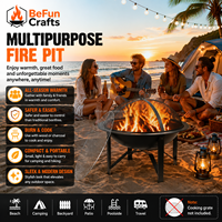 Brasero extérieur en acier pour bois, barbecue, idéal pour patio, jardin et camping, brasero rond robuste avec écran anti-étincelles