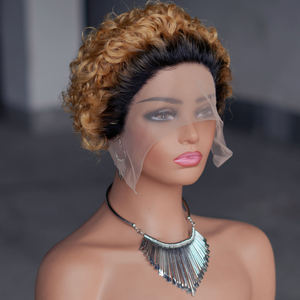 Wholesale <strong>Afro</strong> Curly Short for Pixie Cut Black Woman Front 13x4 T Part <strong>Wig</strong> 13x4 Lce Front T Part Perruque for Pixie Cut - Product Image 5