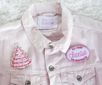 Patch en chenille rose moelleux en forme de sapin de Noël, applique étoile de neige argentée pour veste en jean, chapeau et décoration de vêtements de Noël pour fille