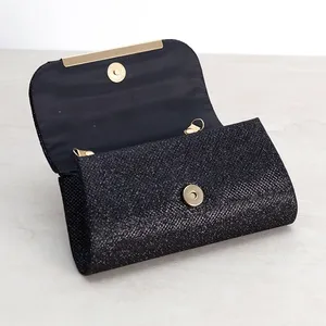 Women Evening <strong>Bag</strong> Shoulder <strong>Bags</strong> Sequined Metal Chain Wedding Party Banquet Dress Handbag Glitter Dinner Purse Girl <strong>Black</strong> Clutch - Product Image 3