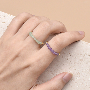 Wholesale Unisex 3mm Amethyst Faceted Bead Stretch <b>Ring</b> Healing Gemstone Beaded Certified Fashionable Bohemian Style Jewelry - Product Image 2