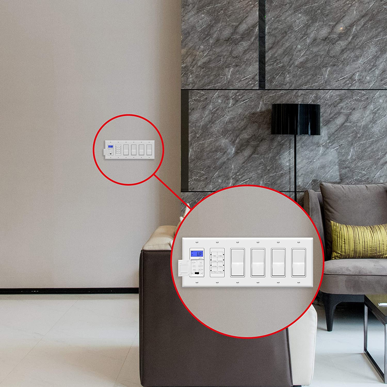 ENERLITES 8834M-GY Plaque Murale Pour Interrupteur Quadruple Décorateur, Finition Brillante, Taille Moyenne 4 Interrupteurs 12,4 X 21,8 Cm, Polycarbonate Thermoplastique Incassable, Certifié UL, Gris