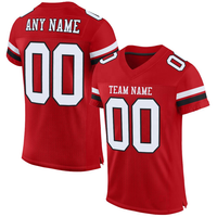 Maillot de jeu de joueur brodé en sergé personnalisé pour homme Maillot de football américain en maille authentique sublimé rouge blanc-noir