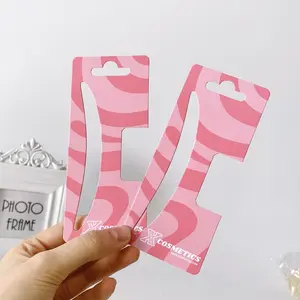 Cheap Custom Logo Display Packaging Card Art Paper Pink Hanging Hairpin Hair Claws Card Hair Clips Card Display Holder