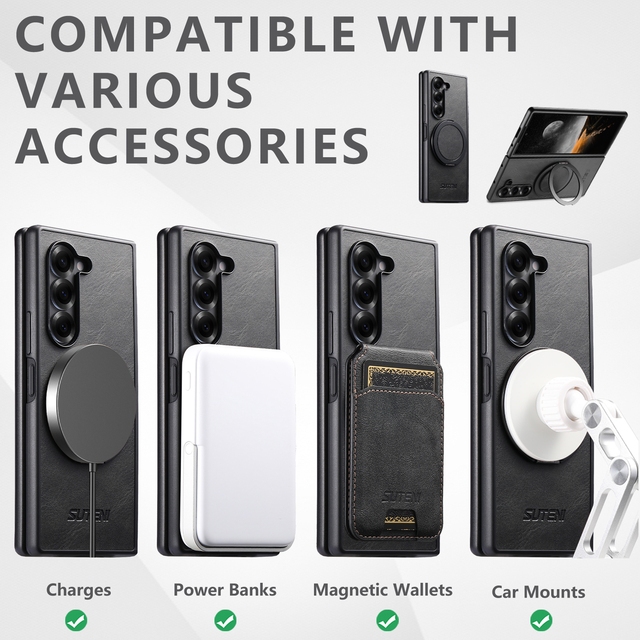 Suitable for Samsung Galaxy Z Fold7/6/5Phone Case, New Magnetic Charging Compatible, with Rotating Stand, for Both Men and Women