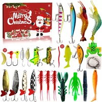 Calendrier de l'Avent de Noël créatif, canne à pêche télescopique, ensemble complet, combo canne à pêche spinning, fibre de carbone, fibre de verre