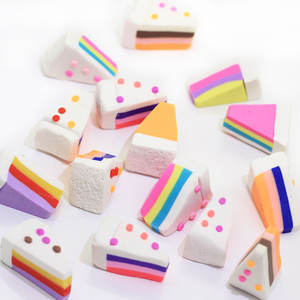 Kawaii 3D arc-<span class=keywords><strong>en</strong></span>-ciel Triangle gâteau polymère argile alimentaire Figurine pour bricolage artisanat faisant Slime bricolage jouets gâteau breloques - Product Image 3