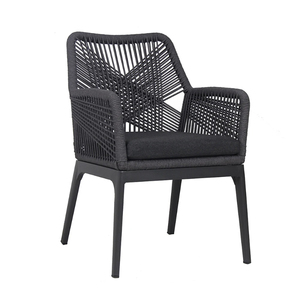 Mobili <span class=keywords><strong>da</strong></span> Giardino in Vimini, Sedie <span class=keywords><strong>da</strong></span> Patio, Sedia <span class=keywords><strong>da</strong></span> Pranzo con Cuscini, Poltrone in Corda con Tavolo - Product Image 4