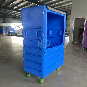 Rotomolding, carrito de lavandería personalizado de fábrica para Hospital, Hotel, carrito de camión de lavandería de plástico, carrito de jaula alta con ruedas - Product Image 4