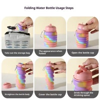 Bouteille de voyage pliable portable 500 ml, gobelet en silicone, bouteille d'eau peu encombrante pour le camping et la randonnée