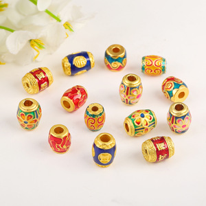 Perles en émail en forme de baril 12x9mm, perles porte-bonheur en métal en forme de goutte d'huile pour la fabrication de bijoux, bracelets, colliers, boucles d'oreilles, accessoires DIY - Product Image 1