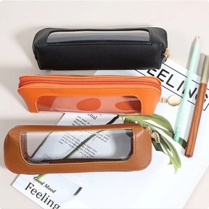 Bolsa transparente para brochas de maquillaje de cuero PU, bolsa de viaje impermeable para lápices y brochas para cejas, disponible en varios colores - Product Image 3