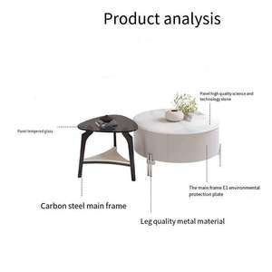 Tavolino da Caffè Rotondo Moderno con Vano Portaoggetti per Soggiorno, Produzione Cinese - Product Image 3