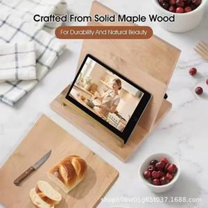 Porte-recettes en bois avec planche à découper amovible, rectangulaire, couleur bois naturel, multifonctionnel pour une utilisation sur le bureau de cuisine - Product Image 4