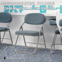 Chaise pliante empilable moderne en acier enduit anti-rouille haute résistance, durable, pour salon et hôtel