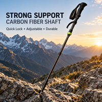 Bâton de randonnée en fibre de carbone tressé réglable avec poignée ergonomique, équipement de plein air OEM, bâton de trekking en fibre de carbone