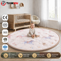 Tapis de jeu rond doux et luxueux en coton et lin, design populaire, pour bébé, idéal pour le jeu et le sommeil