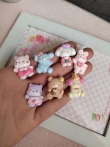 Kawaii Mini dessin animé lapin petit ours <span class=keywords><strong>chien</strong></span> résine dos plat breloques Scrapbook bricolage artisanat déco pièces - Product Image 1