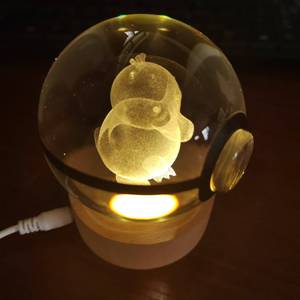 Incandescente 8cm <span class=keywords><strong>di</strong></span> cristallo 3D personaggio dei cartoni animati <span class=keywords><strong>Anime</strong></span> Poke Ball con Base in legno <span class=keywords><strong>di</strong></span> natale regali <span class=keywords><strong>di</strong></span> notte lampada regali per bambini giocattolo - Product Image 5