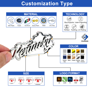 Emblema <span class=keywords><strong>Auto</strong></span> Personalizzato in Plastica ABS 3D Cromato Argento, Logo Elettroplaccato per Decorazione Carrozzeria - Product Image 3