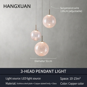 โคมไฟเพดาน LED สไตล์นอร์ดิก ดีไซน์กระจกแตก ตกแต่งด้วยทองเหลืองสมัยใหม่ เหมาะสำหรับโต๊ะอาหารและบ้าน - Product Image 5