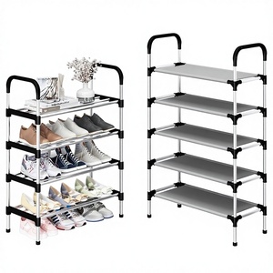 Five Layer Multi-layer Iron Art Space-saving Assembly <strong>Metal</strong> <strong>Shoe</strong> <strong>Rack</strong> for Dormitory Storage - Product Image 5