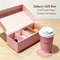 Juego de Empaque para Panadería de Cartón Reciclado Rígido, Plegable y Reciclable con Logotipo Personalizado, Asa y Cinta, Materiales Reciclados de Cuatro Colores
