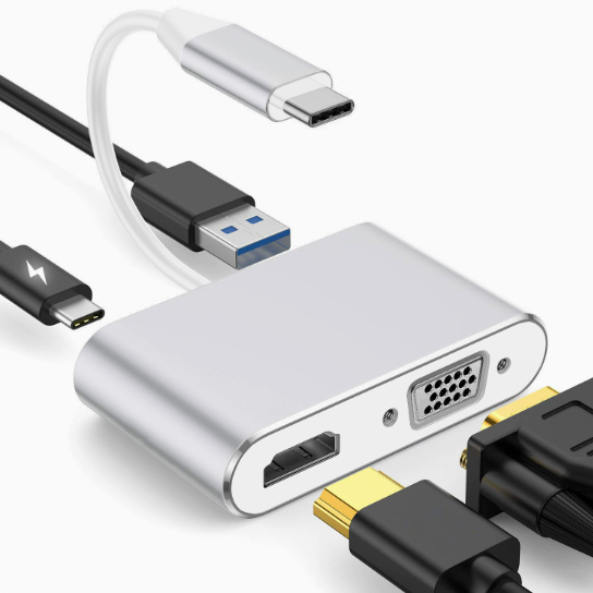 Type C to HD MI VGA Four-in-One High-Definition Conversion Cable USB-C to HD VGA Projection Transfer Cable 4K