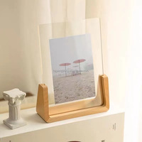 Support de cadre photo en bois en forme de U avec base LED pour table, bureau, décoration de pièce