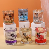 Neue Produktideen Handgemachte getrocknete Weihnachts geburtstags geschenk Gelee Gel Soja wachs Romantischer Duft Duft kerze mit getrockneter Blume