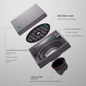 Desagü<span class=keywords><strong>e</strong></span> de Piso para Baño de 15 cm, Cuerpo Principal de Latón, Diseño Elegante Invisible, Antiinsectos y Desodorizante, para Uso en la Cocina - Product Image 4