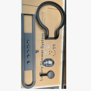 Ensemble de douche mural noir Water Drop Sanitary Ware avec grande pomme de douche fixée au plafond et douchette à main - Product Image 3