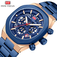 Montre pour homme MINI FOCUS de marque chinoise, quartz, luxe, acier inoxydable, étanche, montres creuses, multifonction, montre-bracelet pour affaires