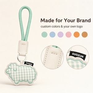 Cute Sheep Bag Charm Gingham Plush Keychain with Braided Rope Wrist Strap for <b>Handbag</b> Purse <b>Backpack</b> Decoration - Product Image 4