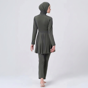Maillot de bain burkini rayé pour femme, ensemble 2 pièces, séchage rapide, nylon et élasthanne, maillot de bain modeste - Product Image 1
