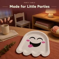Assiettes en papier en forme de fantôme avec impression de visage souriant, assiettes jetables pour la vaisselle de fête
