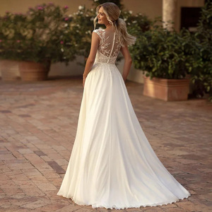 LY-WD0237 <strong>Wedding</strong> Dress a Line Gowns Bridal Floor-Length Bride Skirt Sexy V-neck Sleeveless <strong>Top</strong> Corset Leg Split Brush Train - Product Image 3