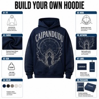 Sweat à capuche brodé personnalisé pour homme, style urbain tendance, uni, à manches longues, avec poche kangourou, décontracté