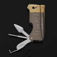 Briquet multifonction en métal avec logo personnalisé, accessoires pour pipes à fumer, briquet à flamme ouverte rechargeable au gaz butane