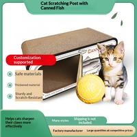 Griffoir pour chat en papier et carton ondulé en forme de poisson en conserve, maison pour chat avec grande fenêtre frontale pour chats d'intérieur, vente en gros, OEM