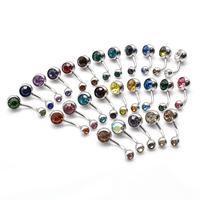 Anneau de nombril en acier inoxydable avec strass colorés, barbell incurvé, bijoux de piercing pour le nombril, forme ronde ou goutte d'eau, vente en gros