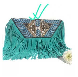 Women's Jute Eco-friendly Geometric Pattern Messenger Handmade Custom Luxury Bohemian Envelope Evening Clutch <b>Bag</b> India Ladies - Product Image 2