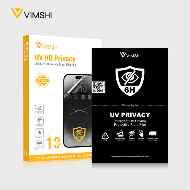 Vimshi New Arrival UV Anti-Peep Espion Spy Glass Screen Protector Lamina Hydrogel Privacy TPU Sheet Plus Curing