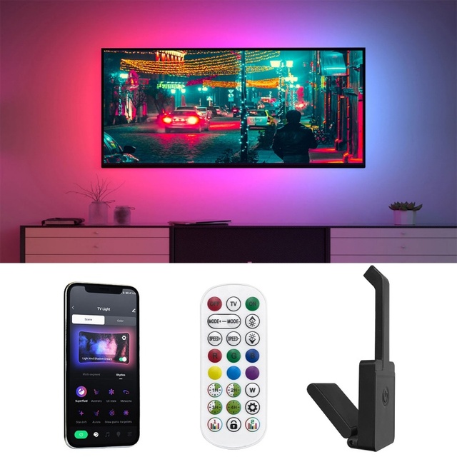 USB LED Strip Light Smart Color-Changing Backlight with Music Sync & APP Control Cuttable DC5V for TV Game Room Plastic Body