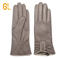 Gants en cuir de mouton véritable GL4 pour femme, style robe douce, pour conductrice