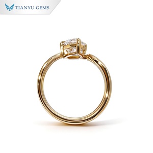 TIANYU GEMS Custom 14K Marquise lab diamond <b>Ring</b> <b>Split</b> Twist Shank With Pave Side Stones Prong Set Women Engagement <b>Ring</b> - Product Image 2