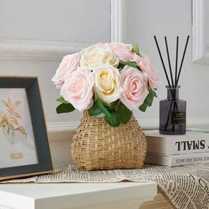 Décoration de mariage, arrangement floral artificiel, tête de fleur en soie rose pour la décoration de la maison et des fêtes, panneau floral - Product Image 3