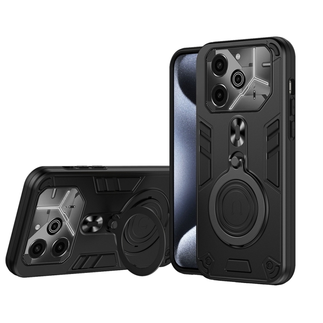 Wholesale Phonecase for Tecno Pova 6 Metal Ring 360 Degree Rotating Holder PC Hybrid TPU Phone Case