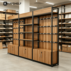<span class=keywords><strong>Scaffalatura</strong></span> Avanzata in Acciaio e <span class=keywords><strong>Legno</strong></span> a Singola Facciata per Supermercati, Unità Espositiva Solida per Negozi al Dettaglio - Product Image 3