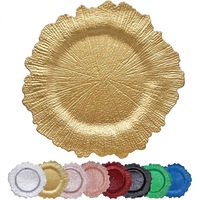 Assiette de Présentation Ronde en Plastique de 13 Pouces, Dorée à Perles, Électroplaquée, pour Mariage, Hôtel, Noël, Décorative et Moderne